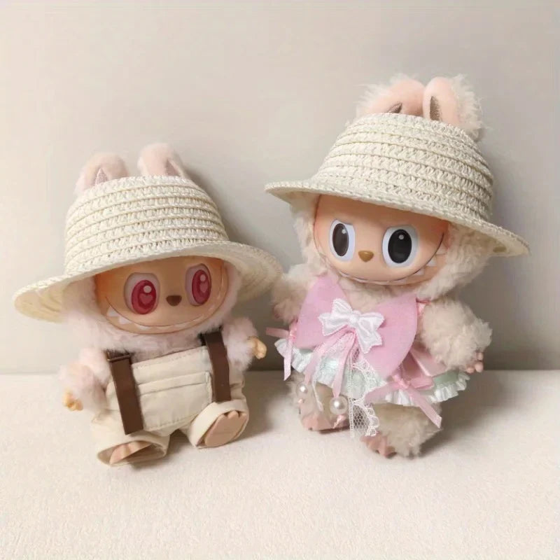 Labubu Open Straw Hat – Rustic Doll Party Accessory | 6 Colors Doll Hat Accessory Qme