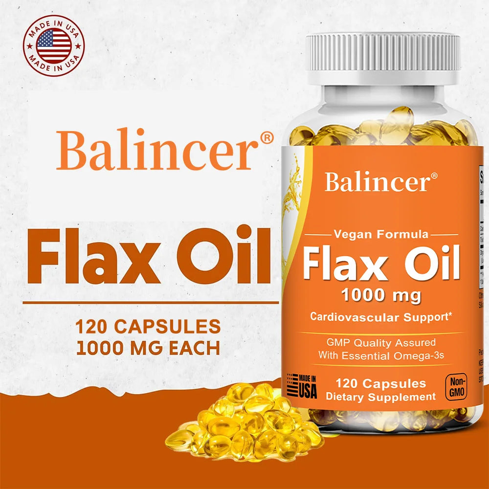 Flaxseed Oil 1000mg Capsules – Vegan Omega 3-6-9 Supplement Omega Supplement Qst