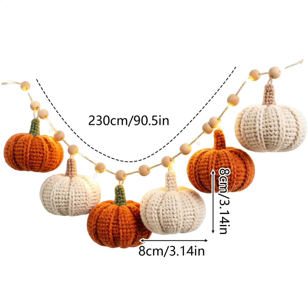 Halloween Crochet Autumn Wreath with Pumpkin String Lights Autumn Wreath Qme
