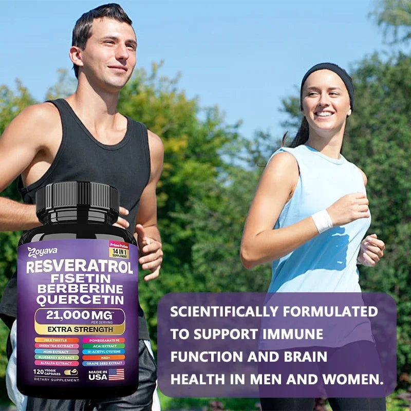 Resveratrol 14-in-1 Capsules – Antioxidant & Immune Support Antioxidant Supplement Qst