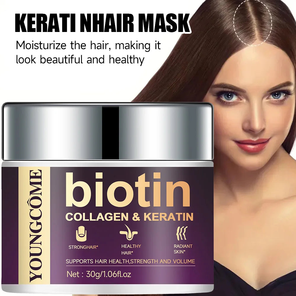 YOUNGCOME Biotin Collagen Keratin Hair Mask | Deep Nourishing Deep Conditioning Hair Mask Qst