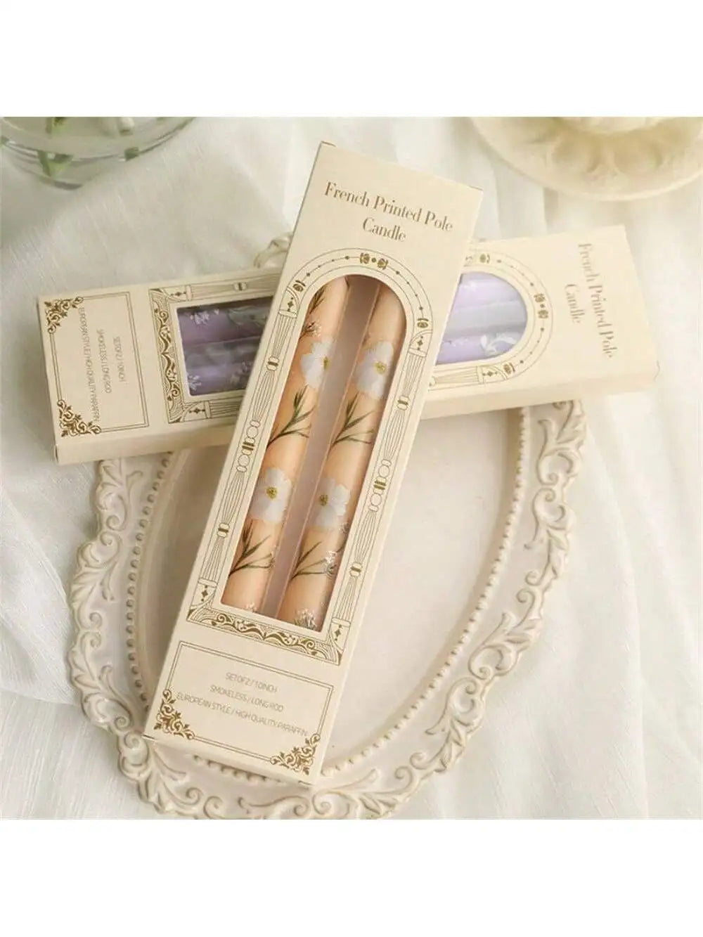 Box Printed Long Candle Set – Christmas & Halloween Decor Decorative Candle Set Qme