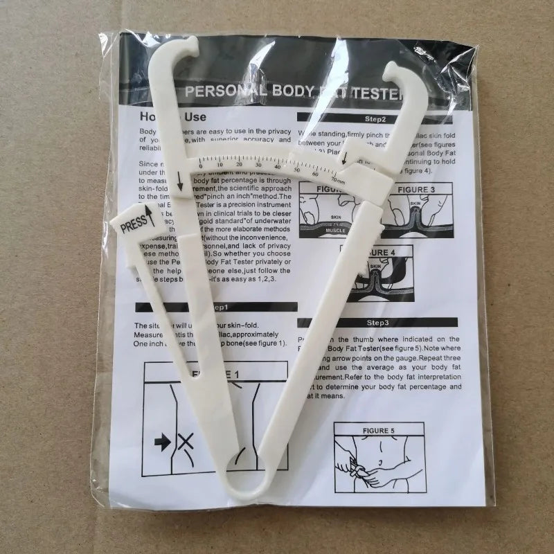 Skinfold Body Fat Caliper Set with Tape & Measurement Chart Body Fat Caliper Set Qme Single scale-white