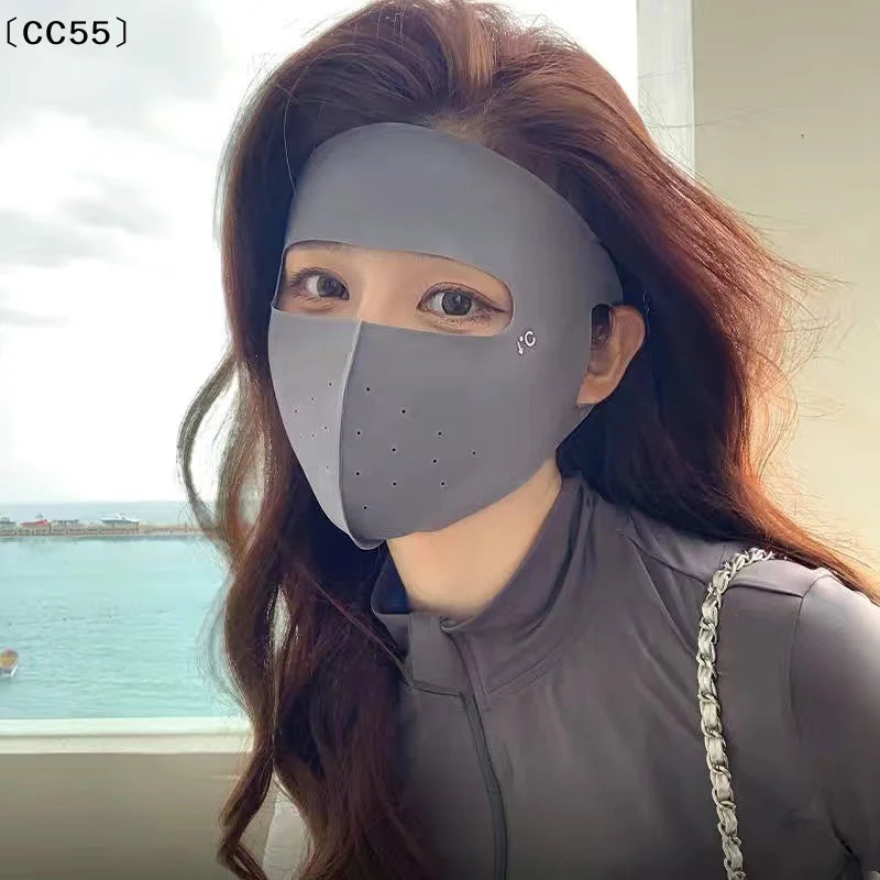 Ice Silk Facekini UV Sun Mask – Full Face Cover for Women Sun Protection Mask Qst