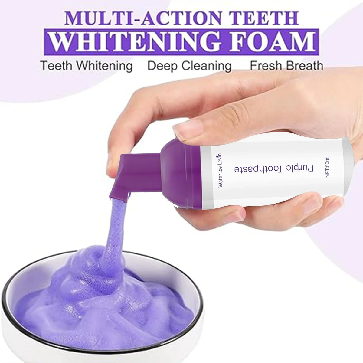 Purple Mousse Toothpaste 50ml – Brighter Teeth & Fresh Breath Mousse Toothpaste Qme