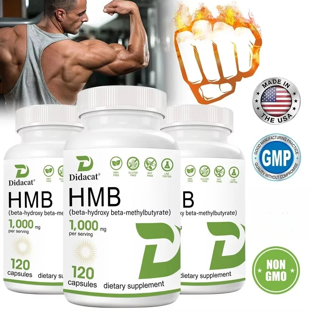 HMB 1000mg Muscle & Energy Supplement – Non-GMO, Gluten Free Sports Supplement Qst