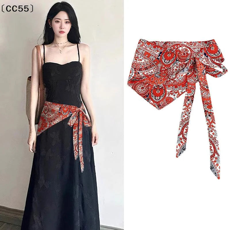 Vintage Ethnic Cashew Flower Scarf Waist Belt for Women Women's Waist Belt Qst