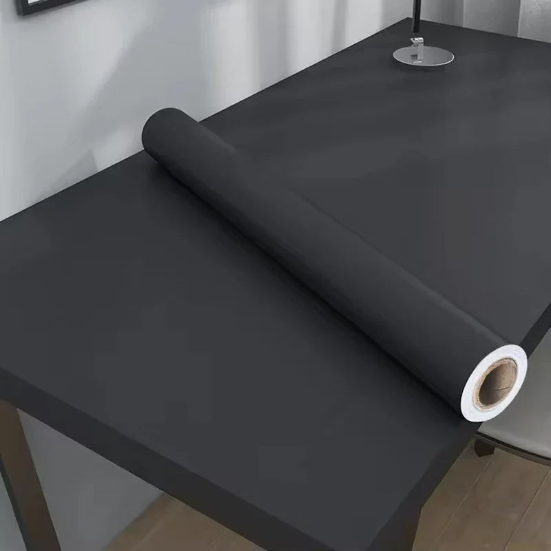 Matte Black Peel & Stick Vinyl Wallpaper – Waterproof, Dirt Resistant Self-Adhesive Wallpaper Qme