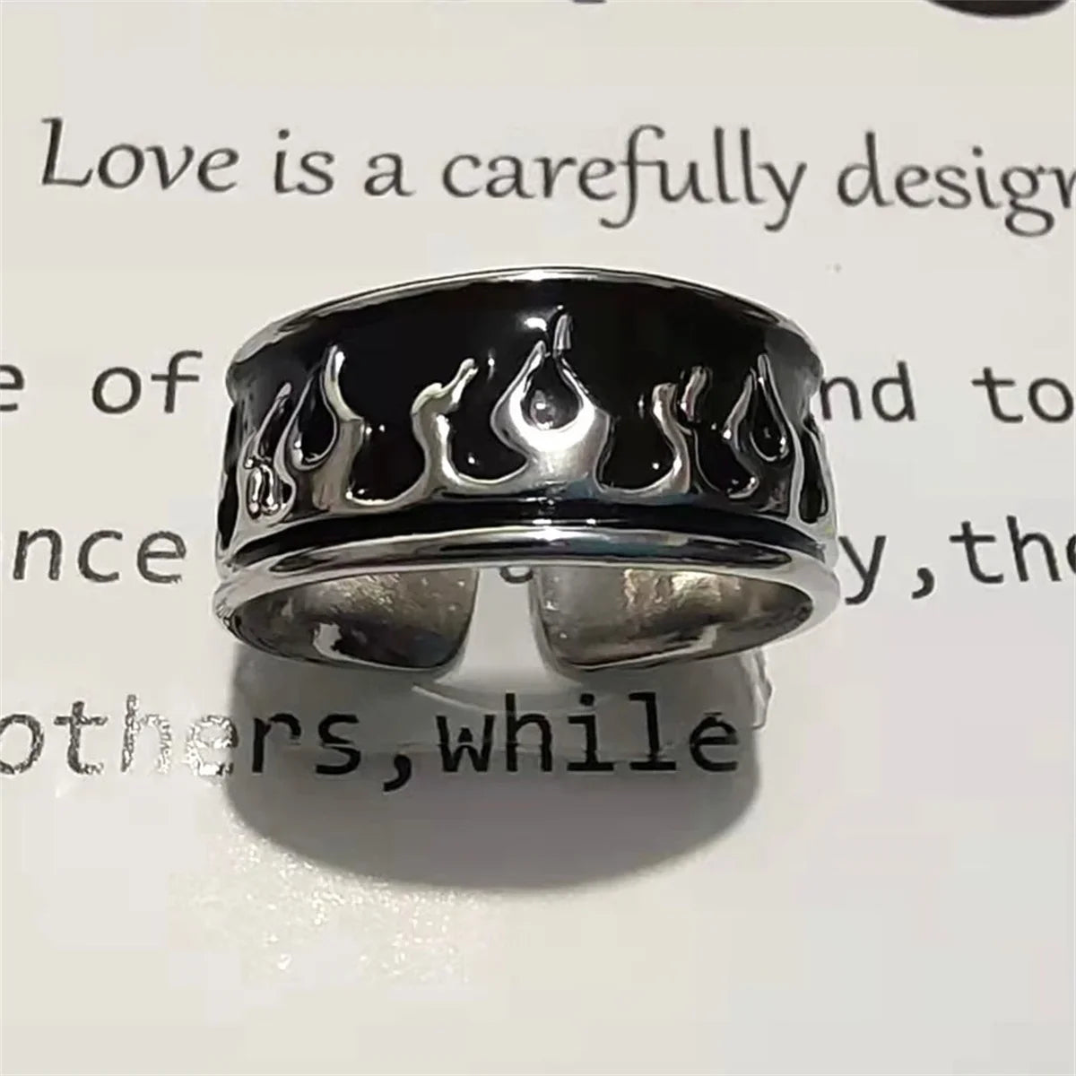 Retro Flame Fire Stainless Steel Ring – Punk Gothic Unisex Punk Gothic Ring Qme
