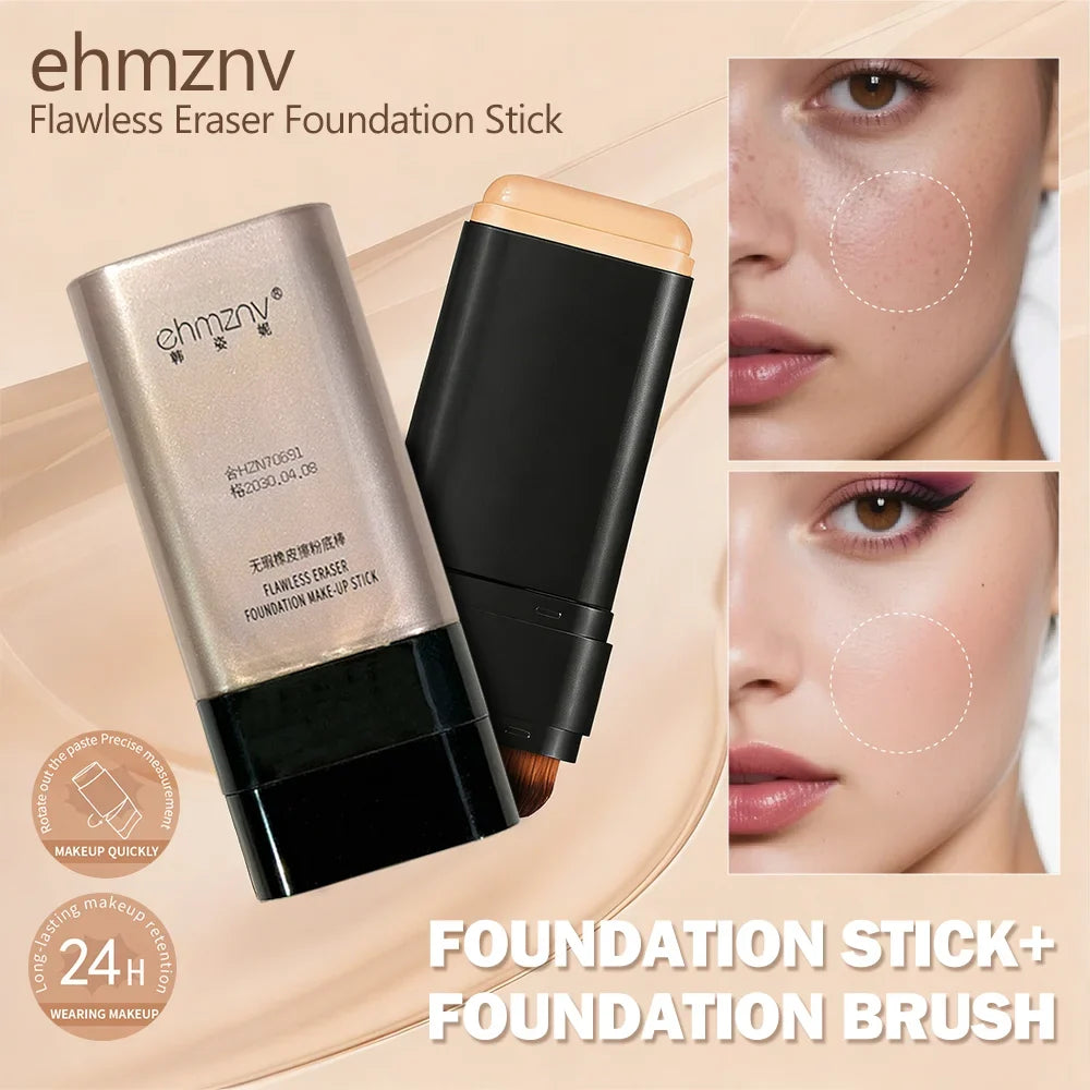 Dual-Head Foundation Stick with Built-In Brush | Qme Foundation Stick Qme
