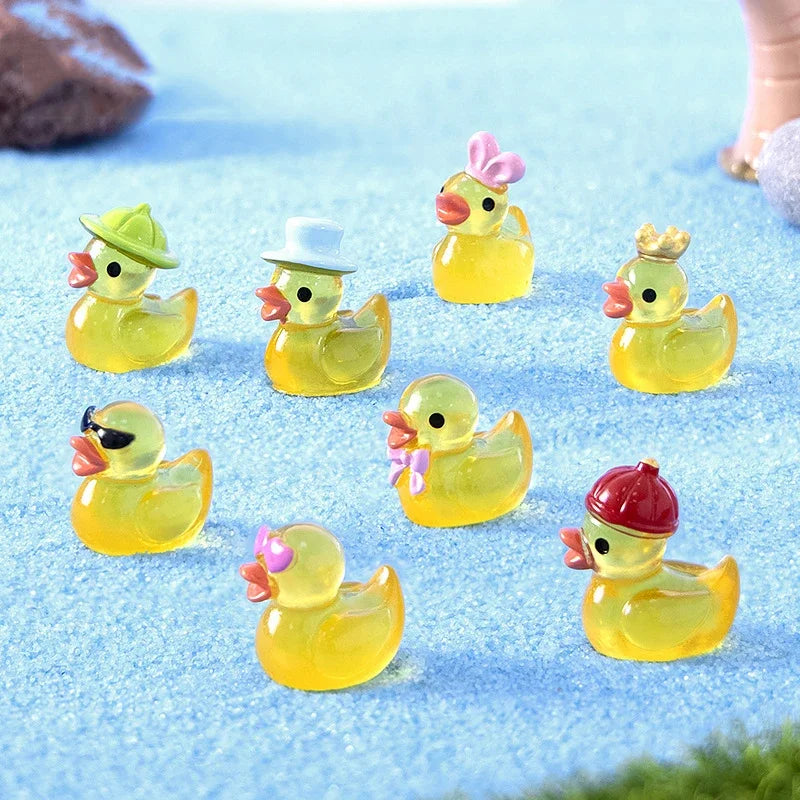 Luminous Resin Mini Yellow Duckling Miniatures – Glow Dark Resin Miniature Figurines Qme