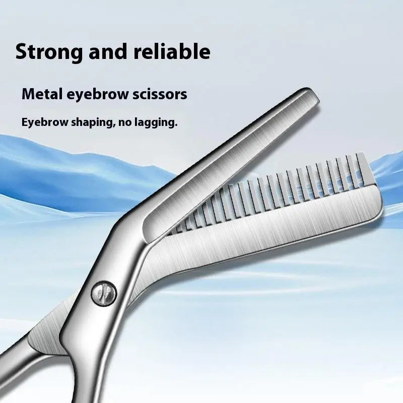 Professional Eyebrow Trimming Scissors & Stainless Steel Comb Eyebrow Grooming Tool Qme
