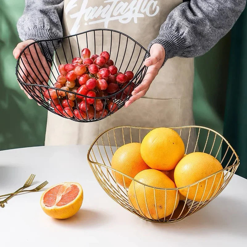 Iron Fruit Basket Bread & Snack Tray Bowl – 4 Colors Fruit Basket Tray Qme