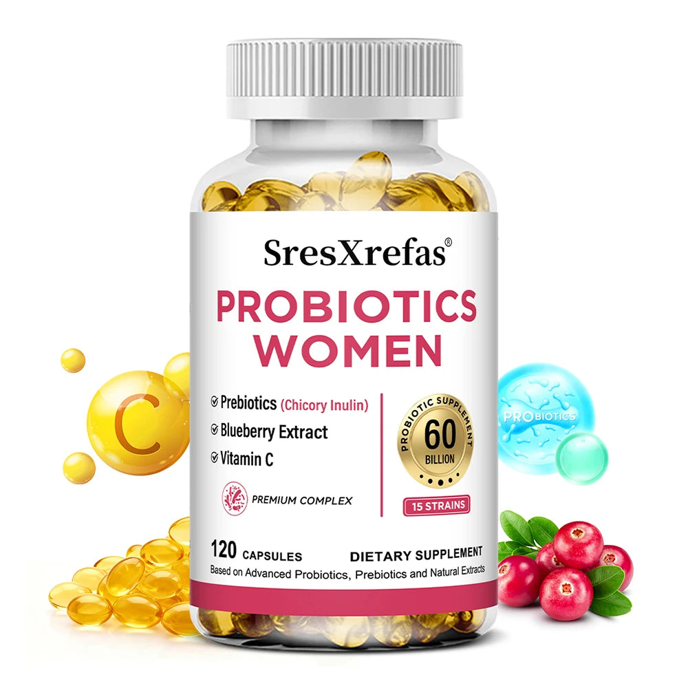 Women's Probiotics 60B CFU Capsules – Cranberry, Gut & pH Balance Probiotic Supplement Qst