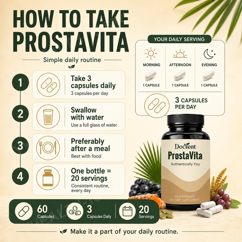 Docteat ProstaVita Men's Prostate Support Capsules 60ct Men's Health Supplement Qst