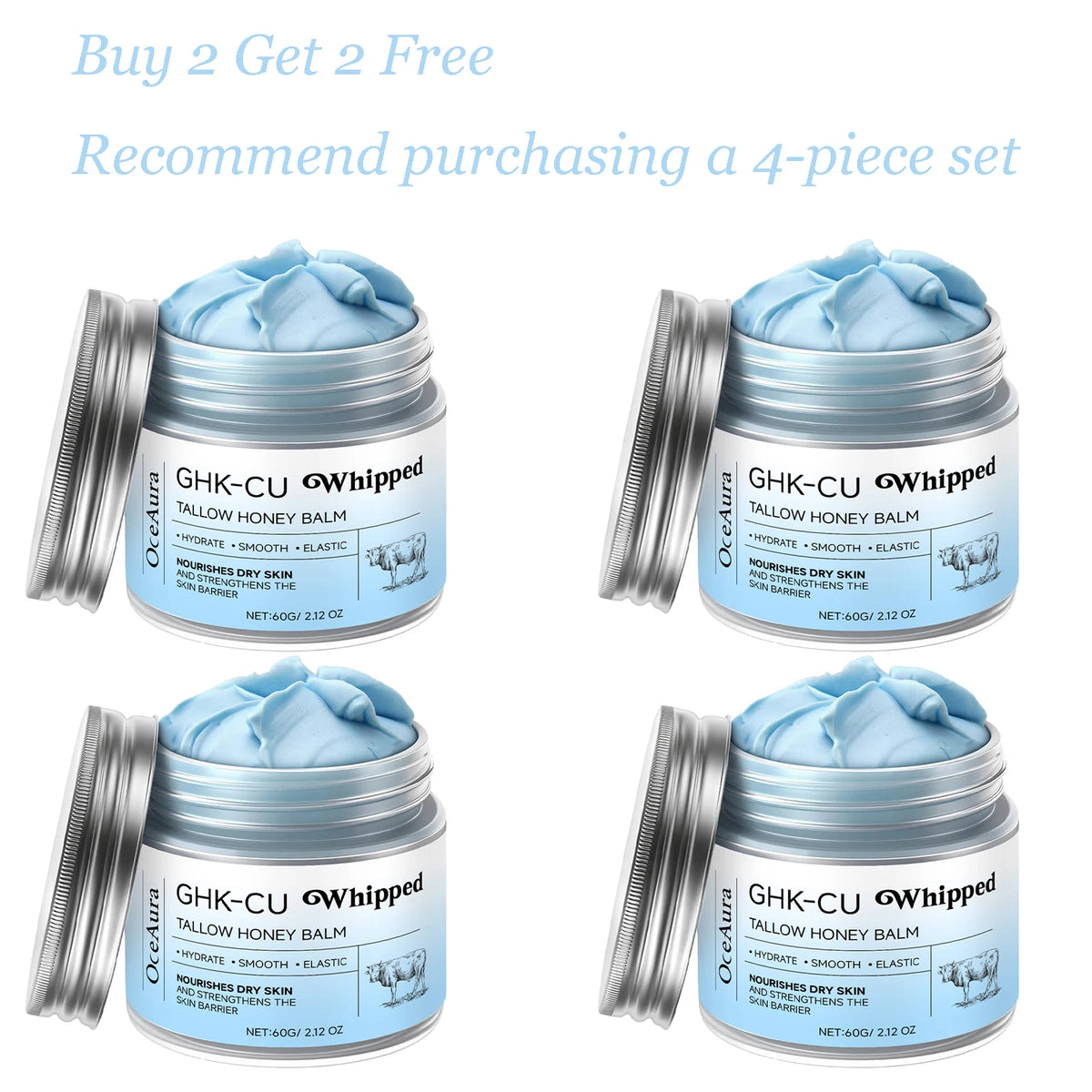 Oceaura Tallow Honey Balm 60g – Deep Moisturizing Body Cream Moisturizing Body Cream Qst 4 pcs