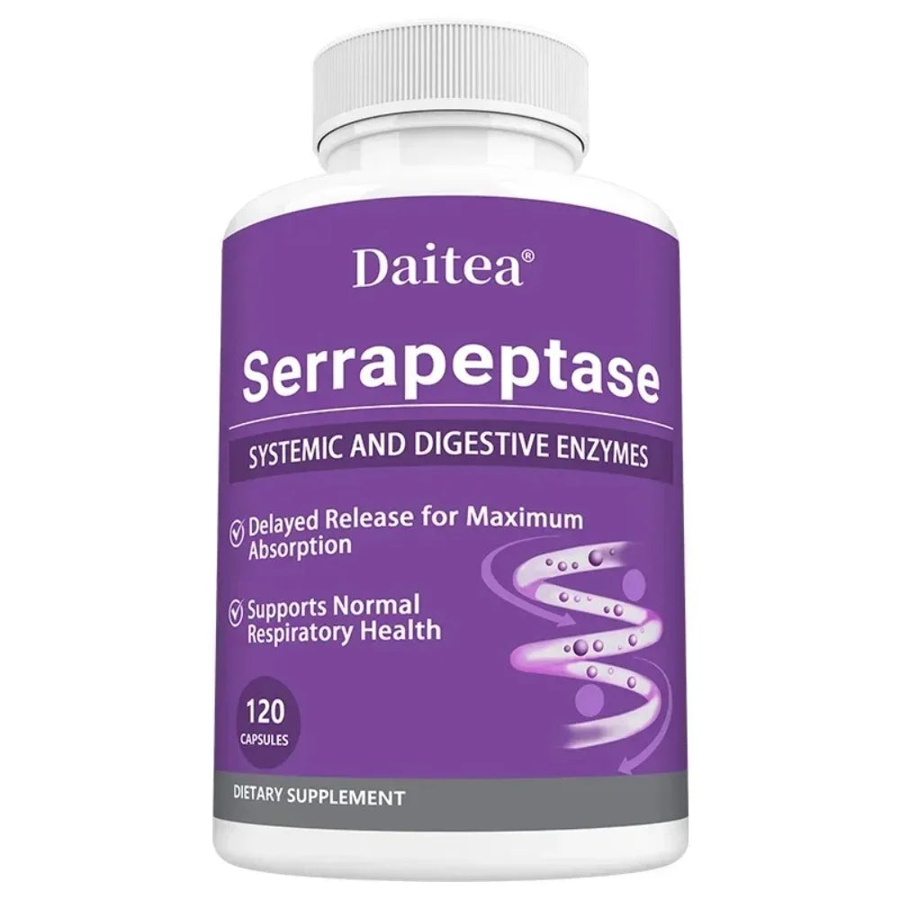 Serrapeptase 45,000 SPU Enzyme Supplement – Sinus & Gut Health Enzyme Supplement Qst 120 count-1 bottle