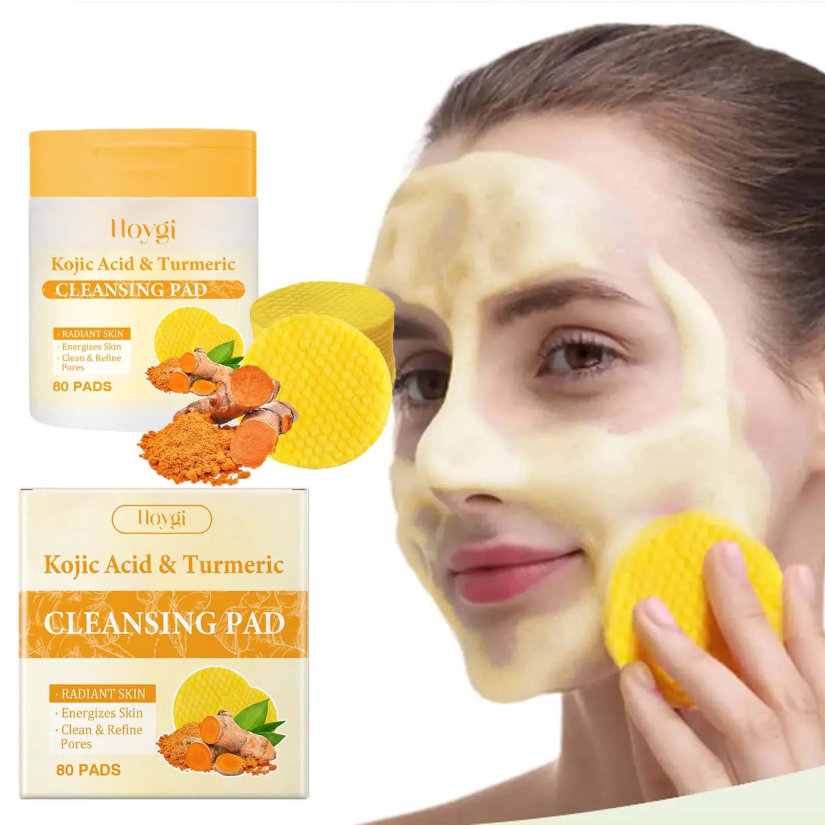 Turmeric Kojic Acid Exfoliating Facial Pads – 80 Pcs | Daily Exfoliating Facial Pads Qme
