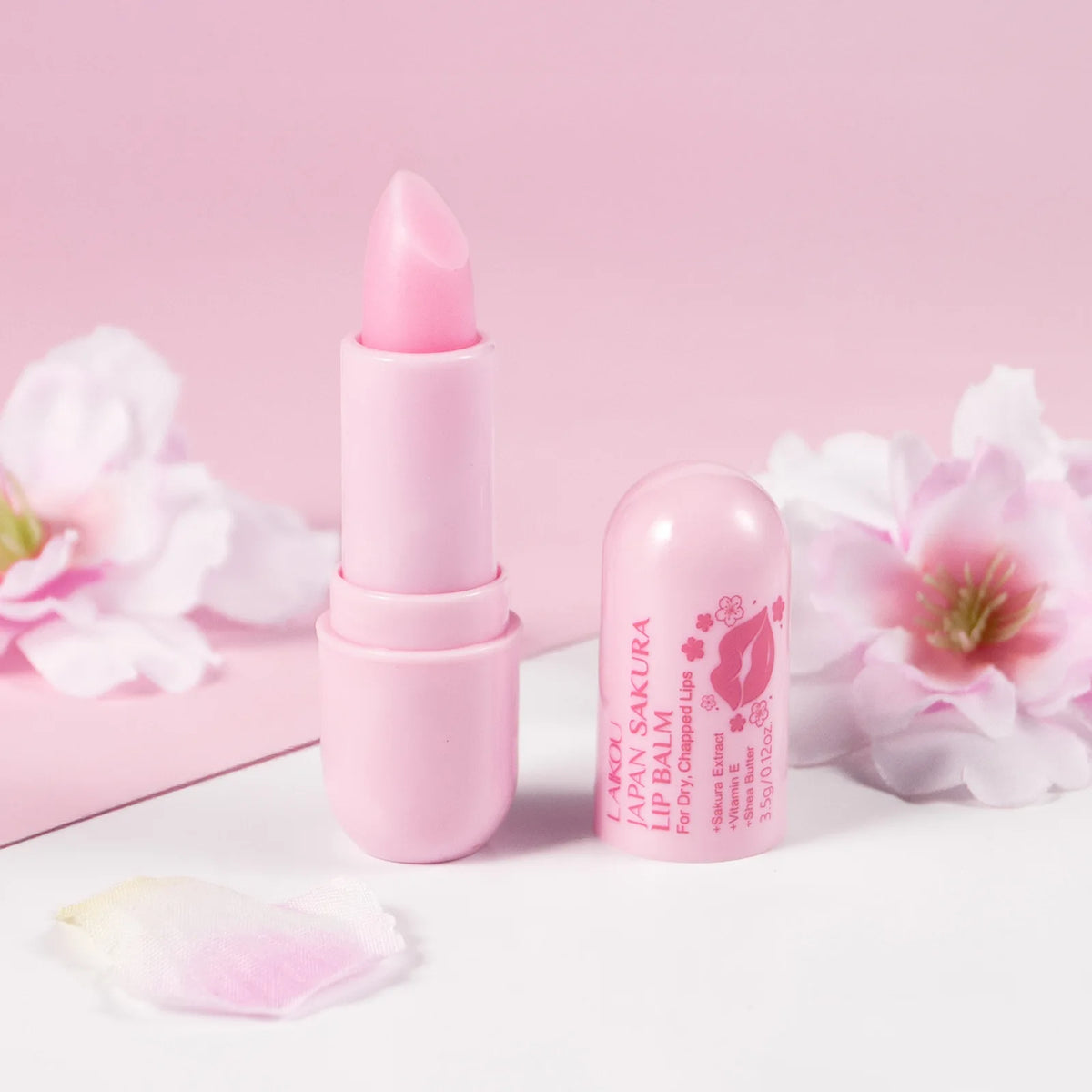 LAIKOU Sakura Lip Balm – Hydrating Cherry Blossom Lip Care Lip Balm Qst