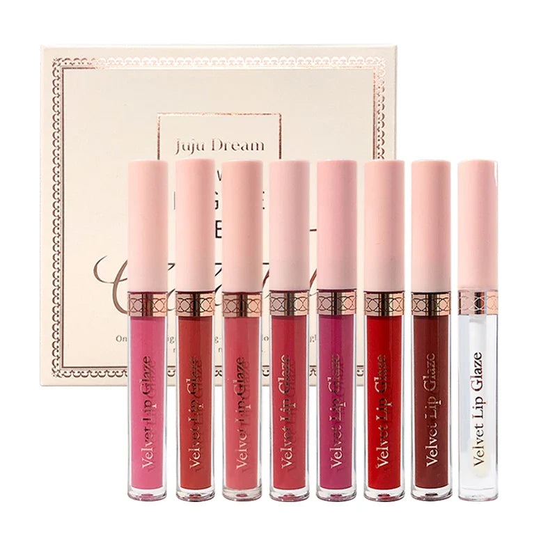 8-Color Matte Lip Gloss Set | One-Swipe, Non-Stick, Long-Lasting Matte Lip Gloss Set Qme Set