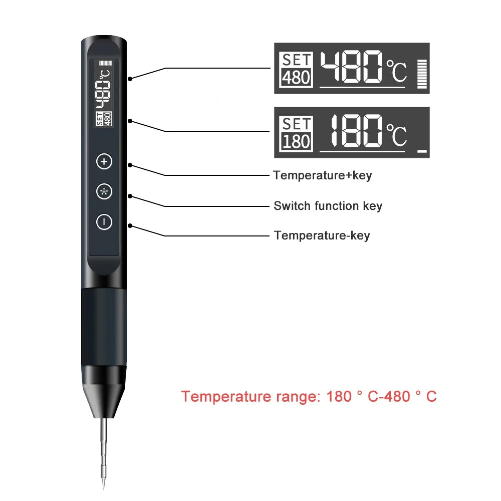 X210 USB Soldering Iron – Digital Temp Control, 30W Fast Heat USB Soldering Iron Qme