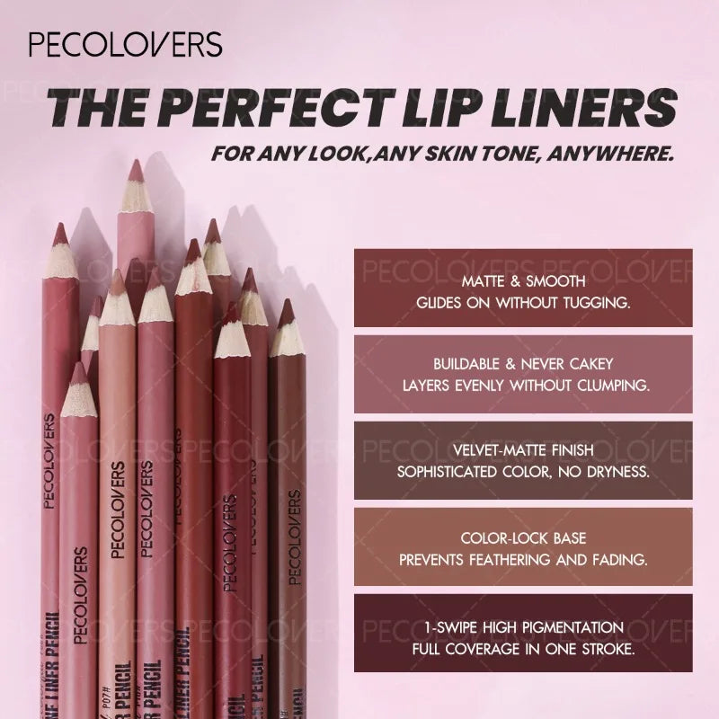 Matte Waterproof Lip Liner – Contour & Define Lips, 8 Shades Matte Lip Liner Qme