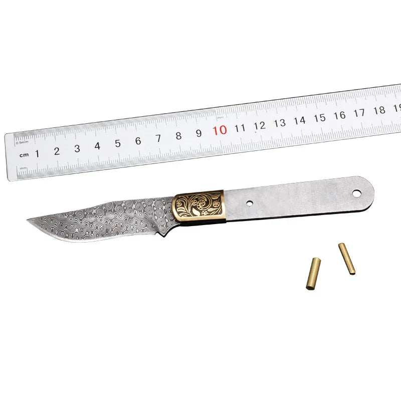 Damascus Steel Fixed Blade Knife Blank – DIY Billet DMDIY-26 Knife Blank Billet Qst