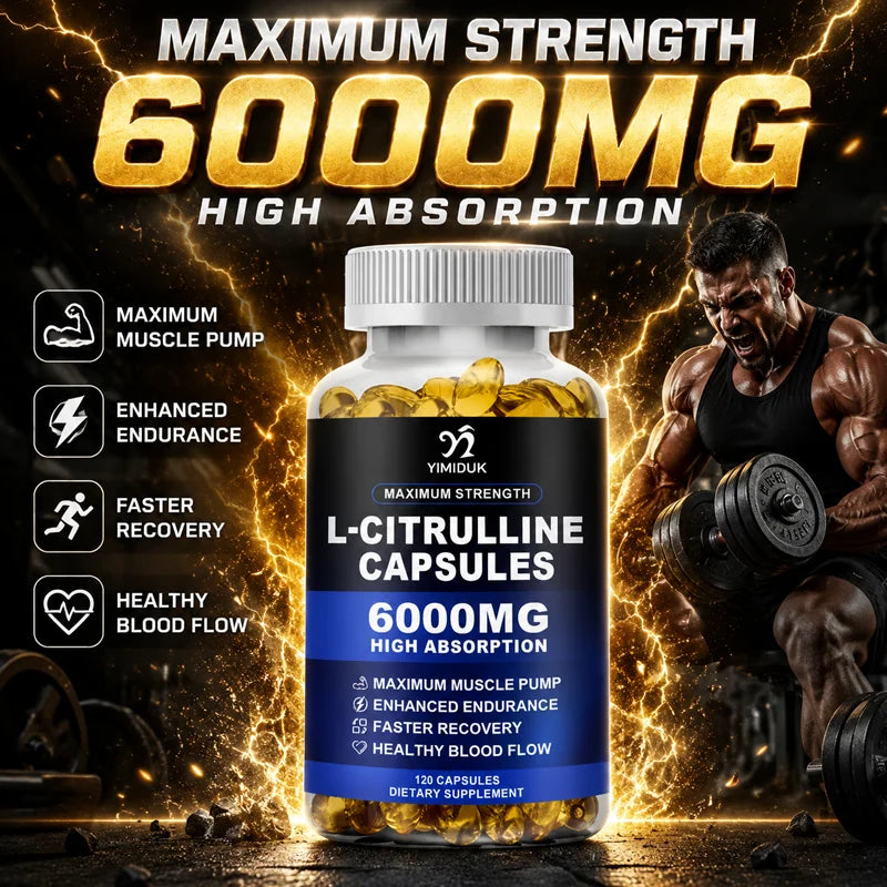 L-Citrulline 6000mg Capsules – Endurance & Muscle Support Sports Nutrition Supplement Qst