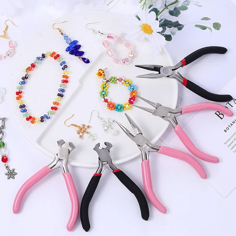 5-Pack Jewelry Making Pliers Set – Needle, Round & Chain Nose Jewelry Making Pliers Qme