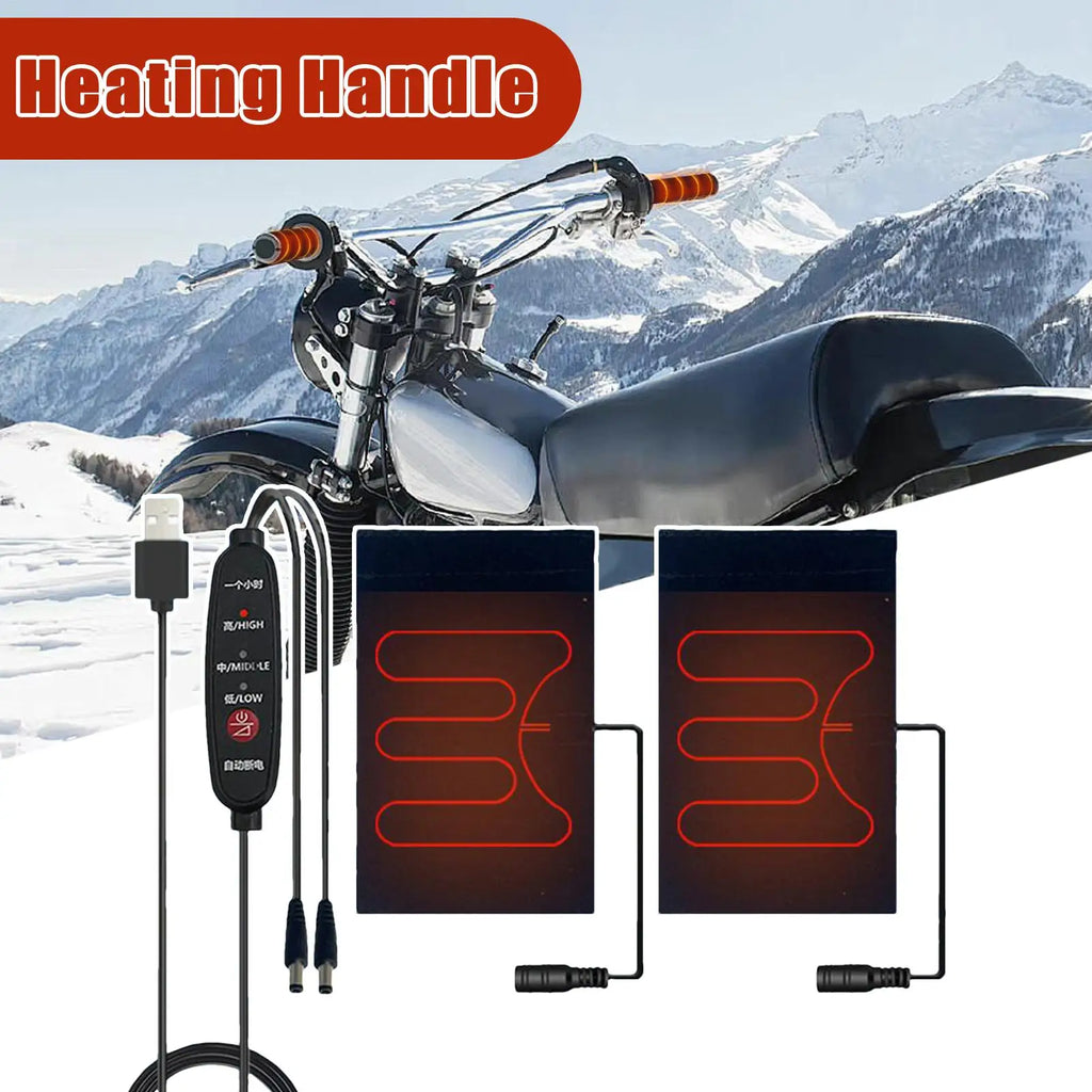 Heated Handlebar Grip Covers – 5V, 3 Heat Levels, Winter Riding Heated Handlebar Grips Qme