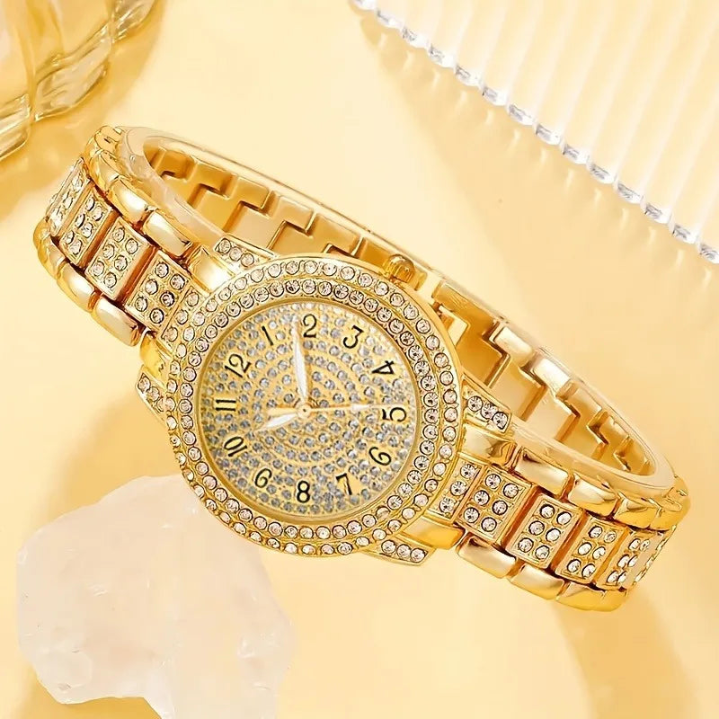 Luxury Rhinestone Women's Bracelet Watch | Arabic Dial Women's Bracelet Watch Qme