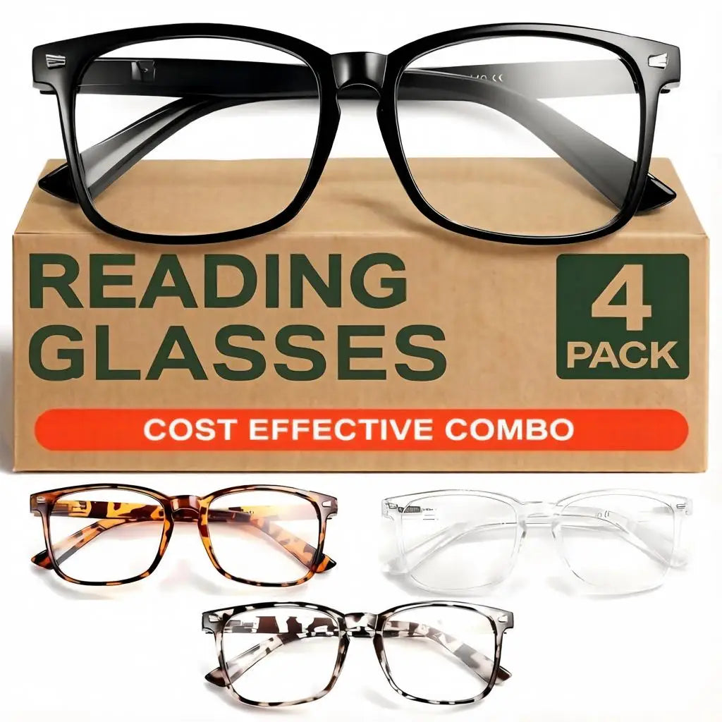 4 Pack Blue Light Blocking Reading Glasses Square Frame L17 Blue Light Glasses Qst 3.0 4 pack