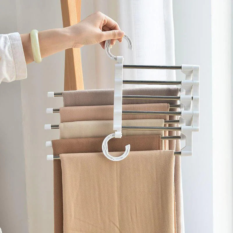 Stainless Steel Folding Trouser & Tie Rack Hanger Organizer Folding Clothes Hanger Qme