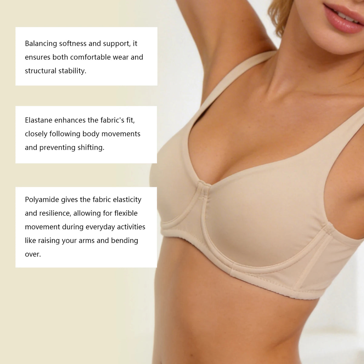 Zeriluna Underwire Seamless Unpadded Bra – Wide Strap T-Shirt Bra Underwire Seamless Bra Qst