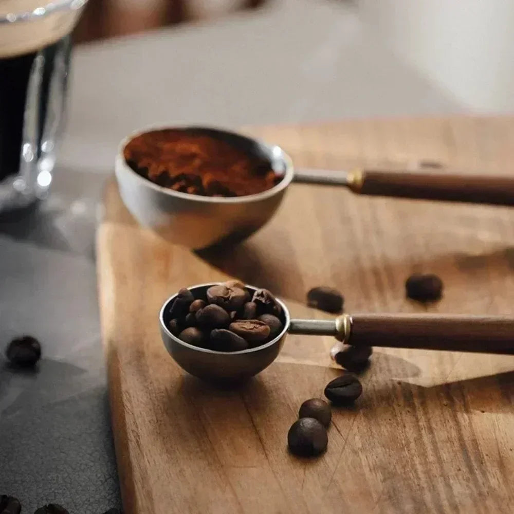 Stainless Steel Coffee Measuring Spoon with Wooden Handle Coffee Measuring Spoon Qme