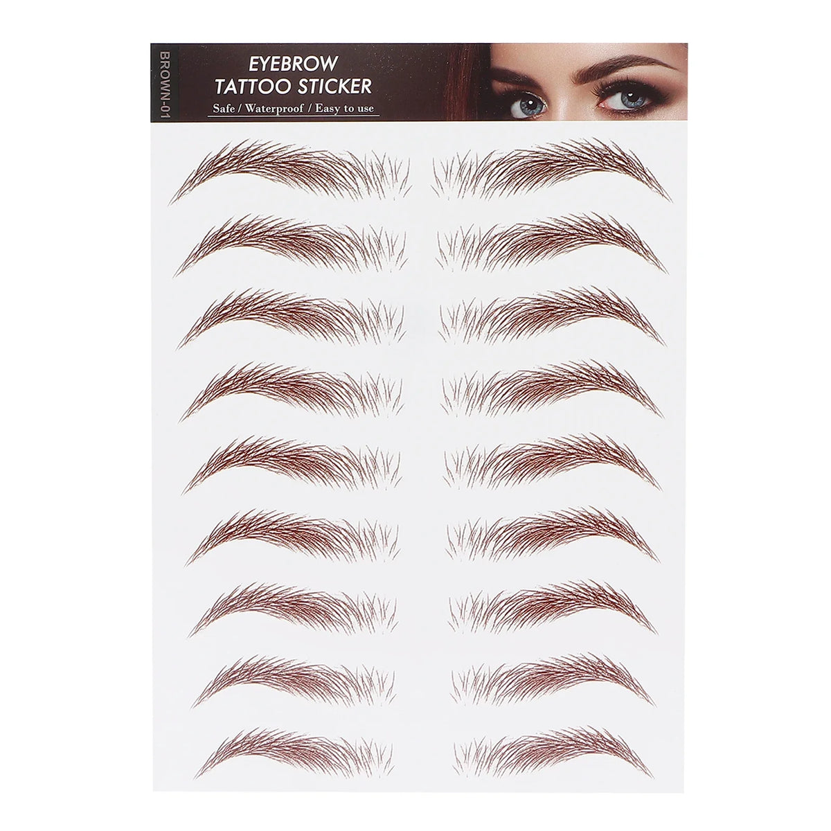 Waterproof Eyebrow Tattoo Transfer Stickers – 10 Colors Eyebrow Transfer Sticker Qme A