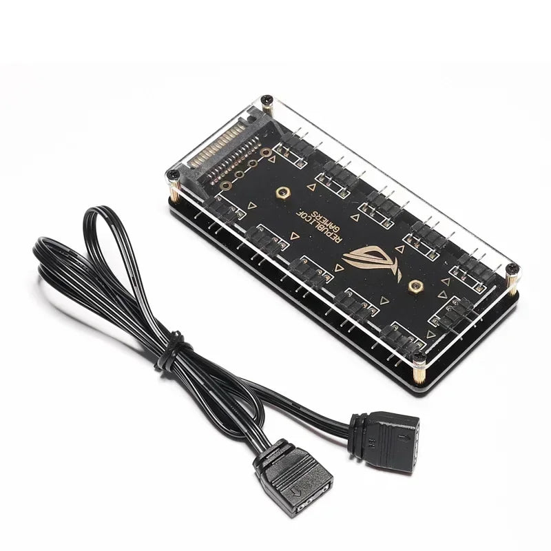 5V 3-Pin ARGB 10-Port Hub Splitter SATA Power Adapter ARGB Hub Splitter Qme