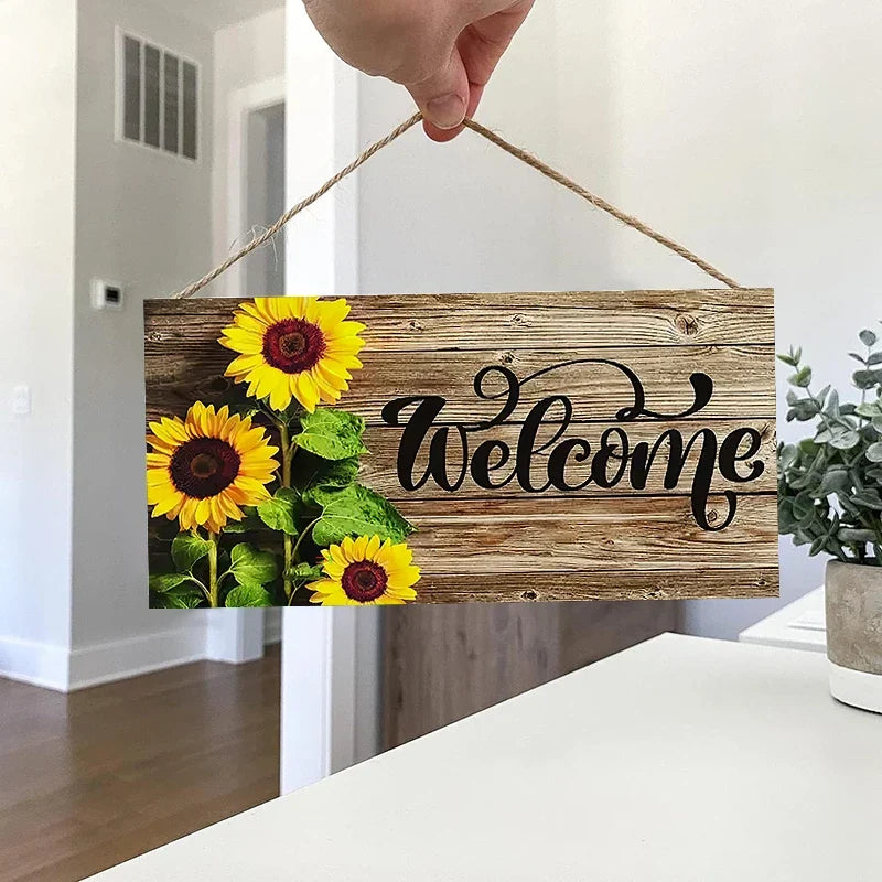 Rustic Sunflower Welcome Wall Hanging Wood Plaque Sign Wood Wall Plaque Qme S