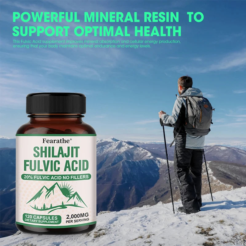 Fearathe Shilajit Capsules 120ct | Energy, Focus & Immune Support Herbal Supplement Qst