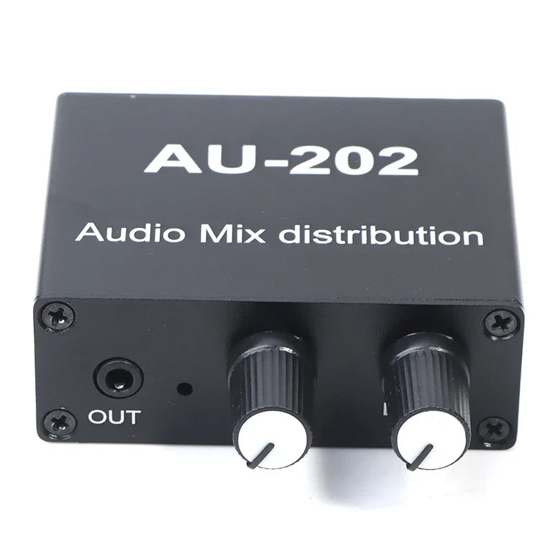 Stereo Audio Mixer Headphone Distributor 2-In 2-Out DC 5-19V Stereo Audio Mixer Qme