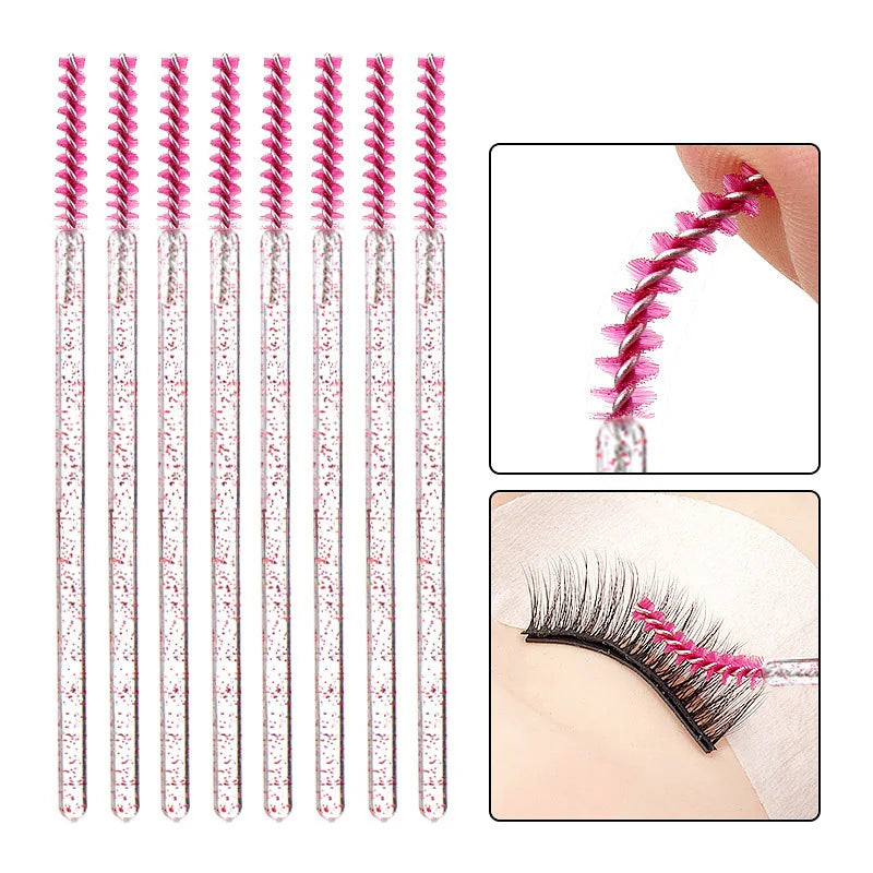 Disposable Spiral Eyelash Brush Crystal Rod Mascara Wand 50 Pcs Mascara Wand Applicator Qme