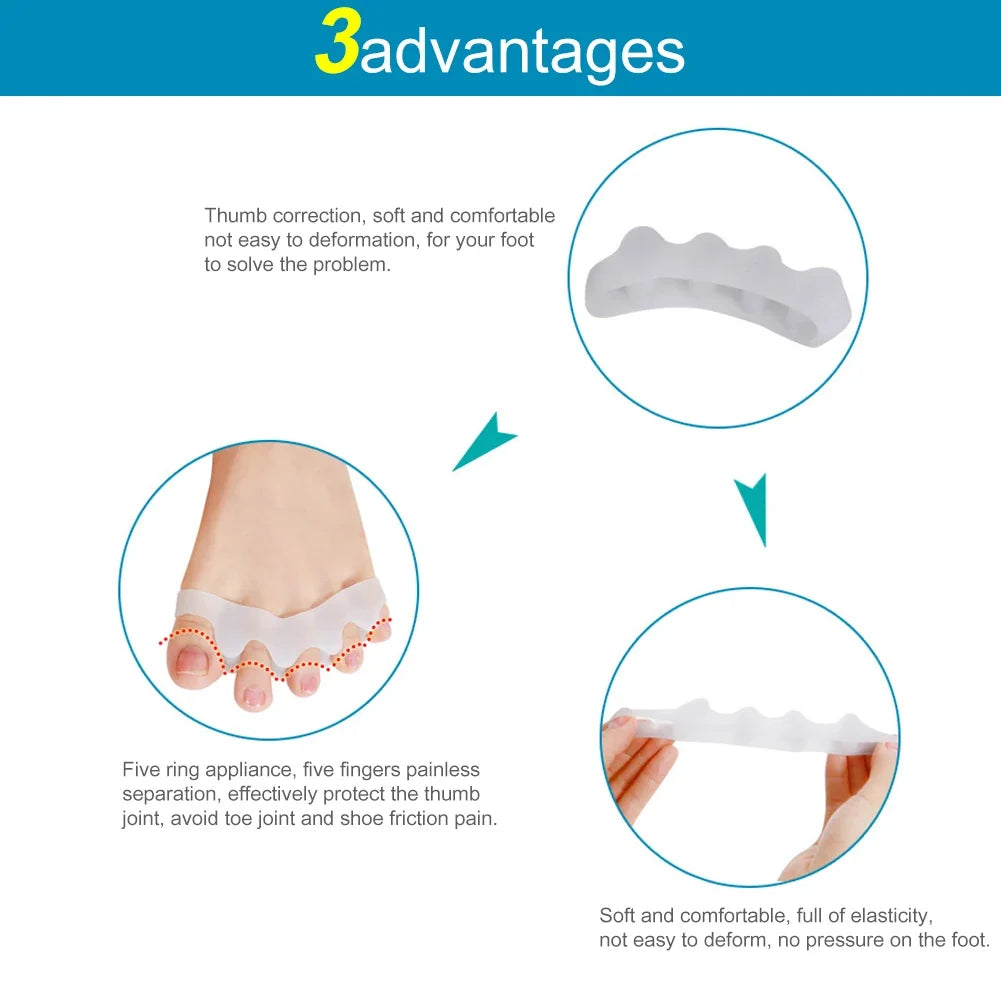 Soft Reusable Elastic Toe Separator Foot Spacer Pad 2-Pack Toe Separator Pad Qme