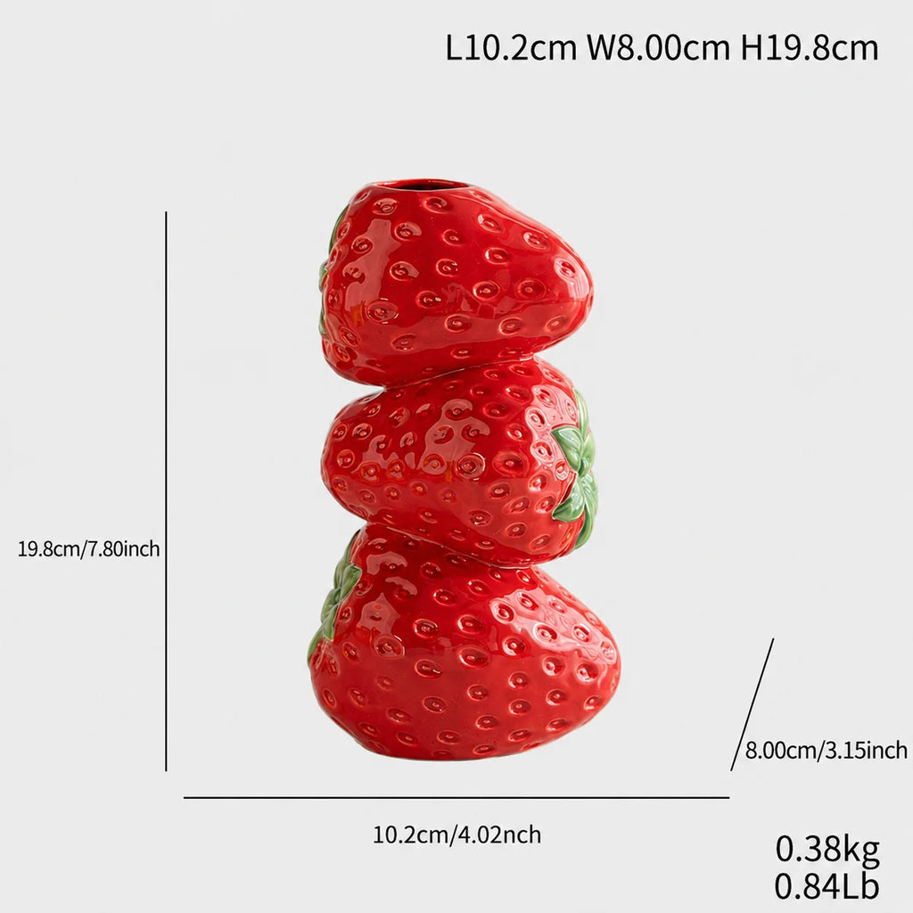 Nordic Minimalist Ceramic Vase – Porcelain Desktop Décor Decorative Ceramic Vase Qst Strawberry