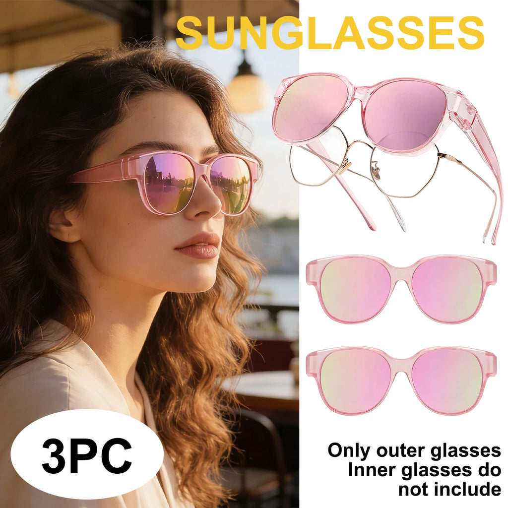 VOPHA T03 Round Over-Glasses Sunglasses UV400 Unisex Over-Glasses Sunglasses Qst 3pc