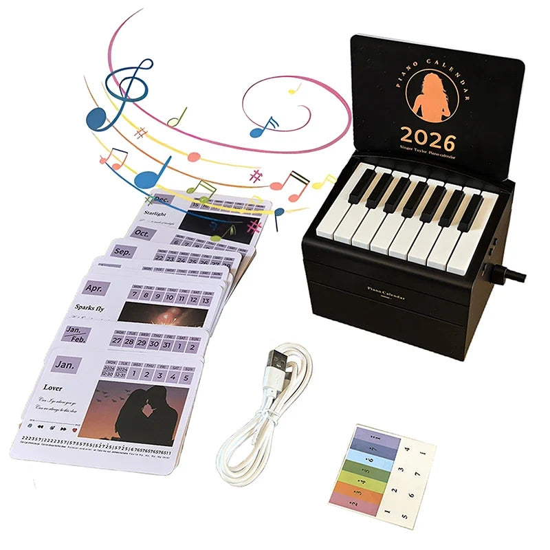 2026 Interactive Desk Calendar with Mini Piano & 52 Music Sheets Interactive Desk Calendar Qme A1