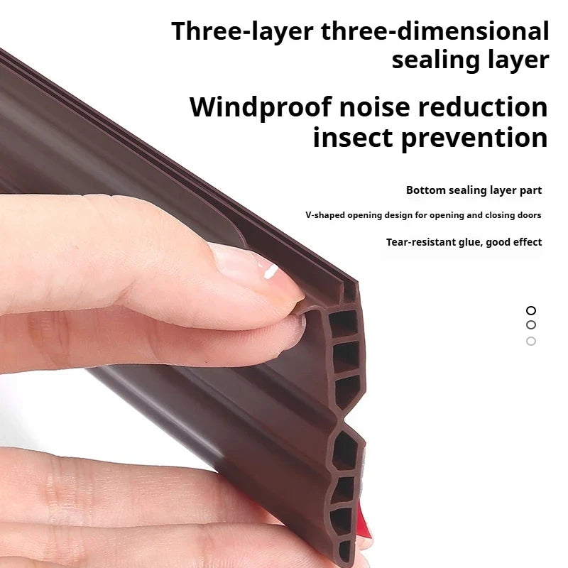 TPE Door Bottom Seal Strip 1M Self-Adhesive Weather Stripping Door Weather Strip Qme