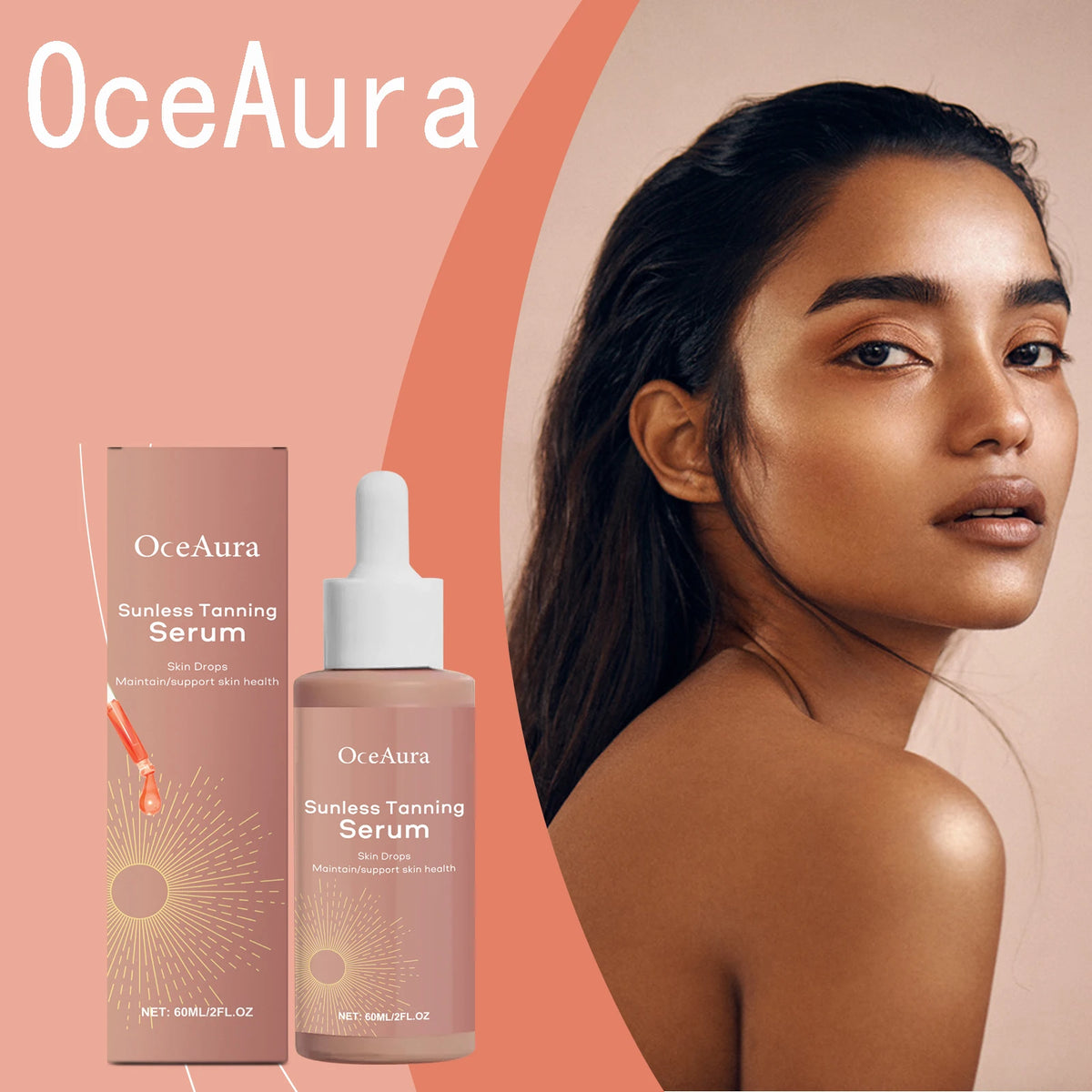 OceAura Self Tanner Serum – Sunless Bronzing Drops Face & Body Self Tanning Serum Qst