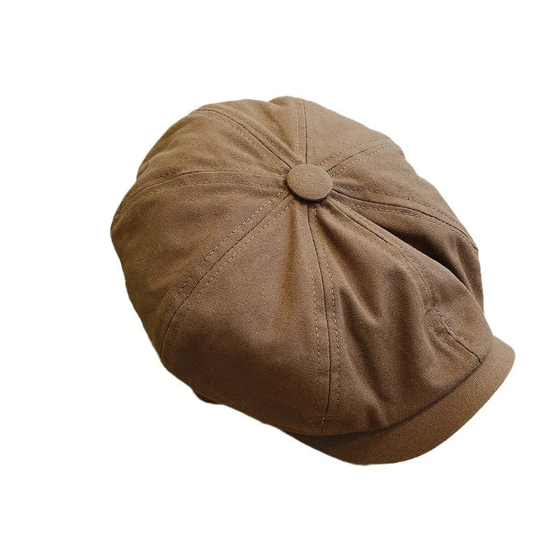 Men's Cotton Retro Newsboy Cap | British Octagonal Flat Cap Newsboy Flat Cap Qme