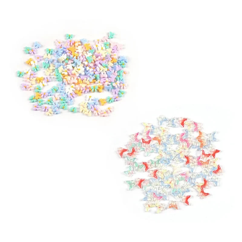 50pc Butterfly Bow Resin Flatback Cabochons – Nail Art & DIY Nail Art Embellishments Qme
