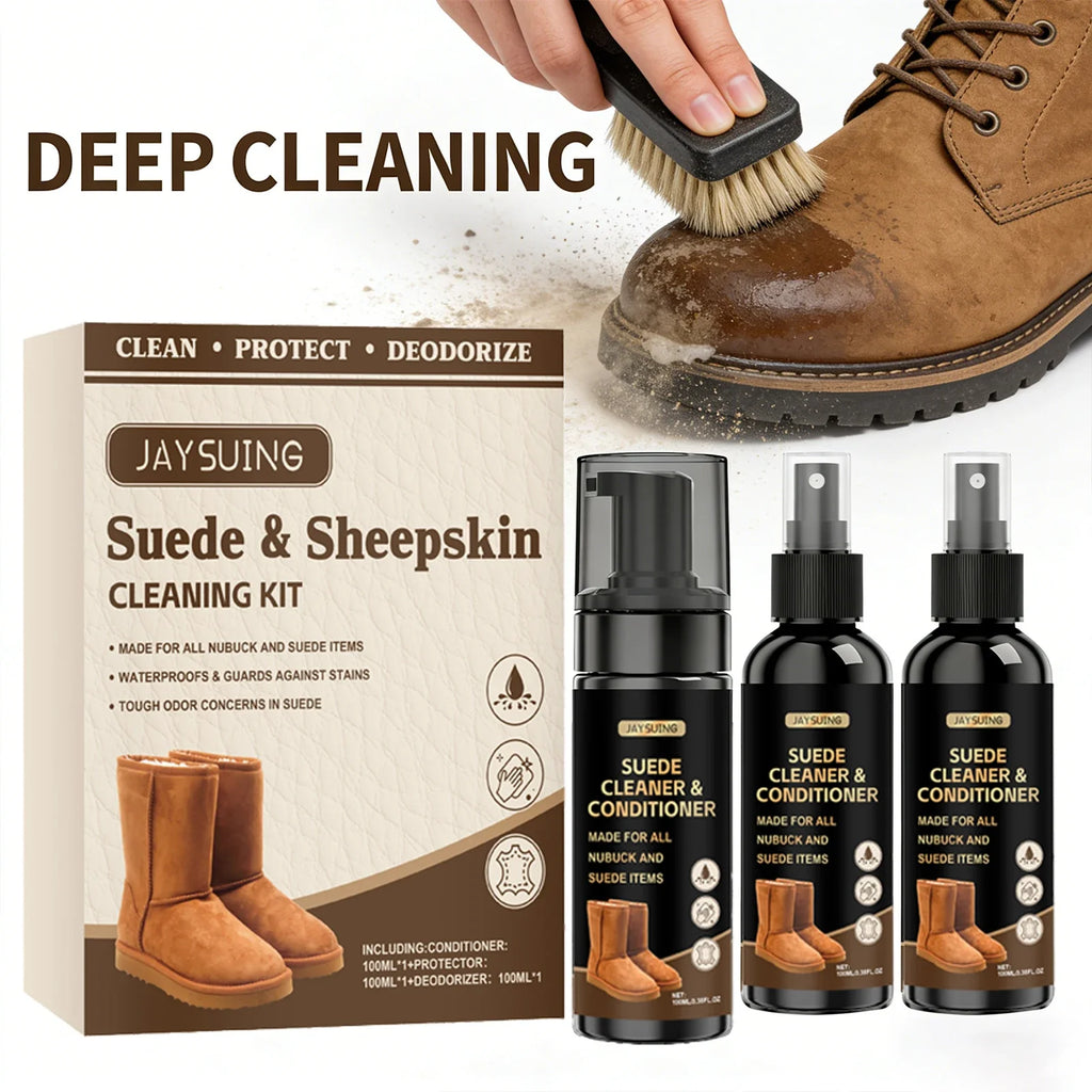 Suede & Sheepskin Cleaner – Stain Remover & Odor Eliminator Suede Cleaning Kit Qme